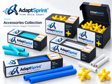 AdaptSprint Accessories Collection with 60 mm cyan, 90 mm white and 180 mm blue Rod Pods and 20 mm yellow Connector Pods